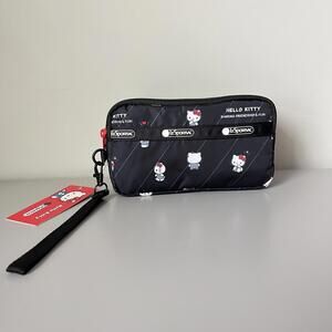 Lesportsac Large Hello Kitty 3zipper Wristlet Wallet NWT